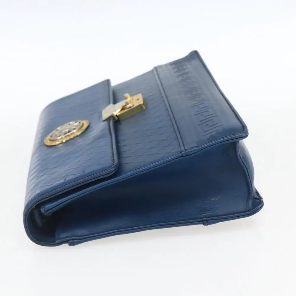 Gianni Versace Leather Clutch Bag Blue